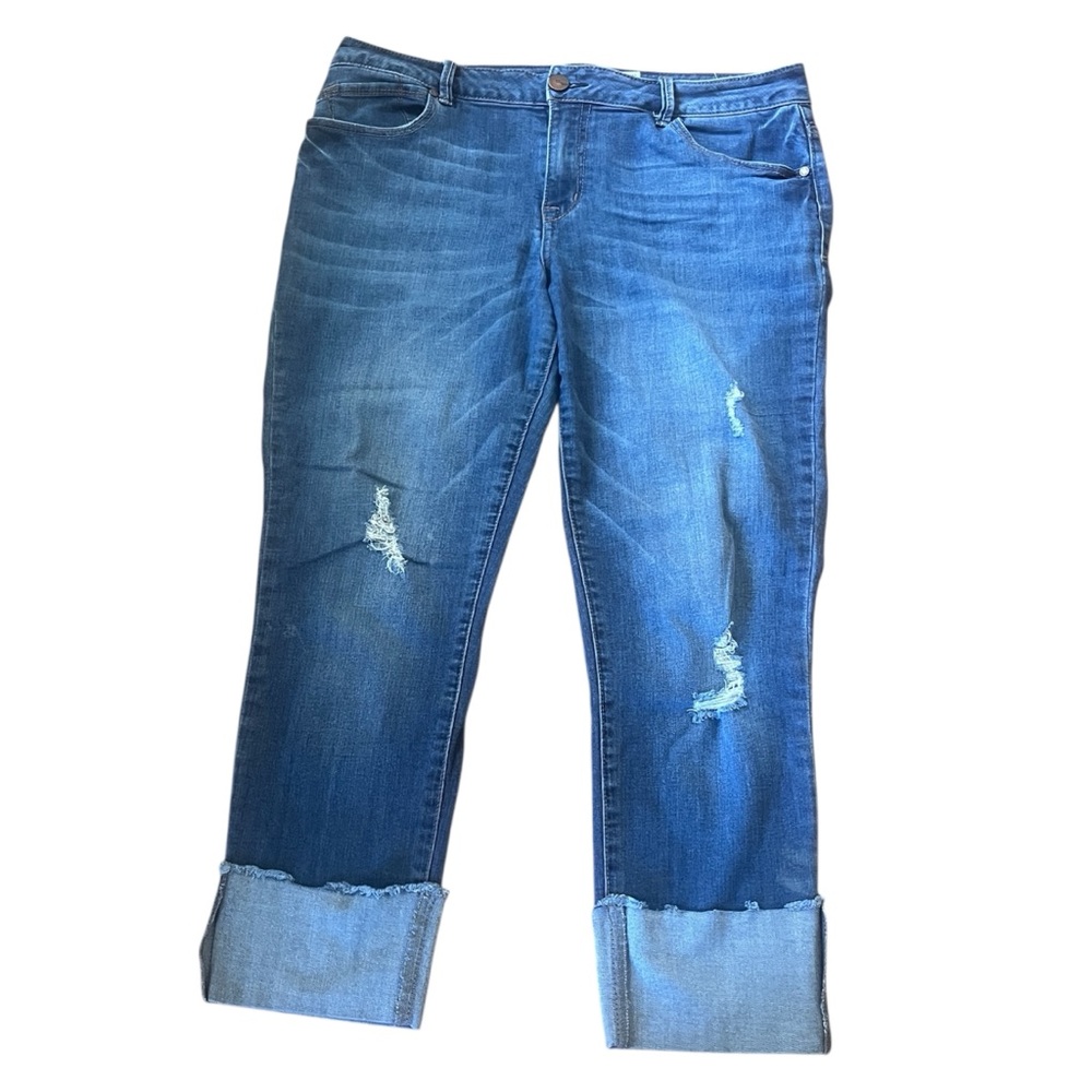 1833 Denim Distressed Cuffed Blue Jeans